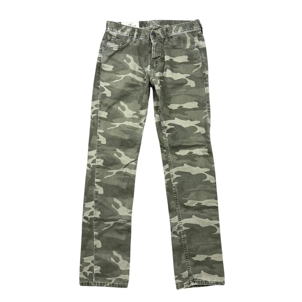 Hollister Camo Pants Men's Size 29 Green Camouflage Slim Fit Jeans Button Fly